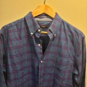 J. McLaughlin Long Sleeve Shirt - Blue/Red Check (small)